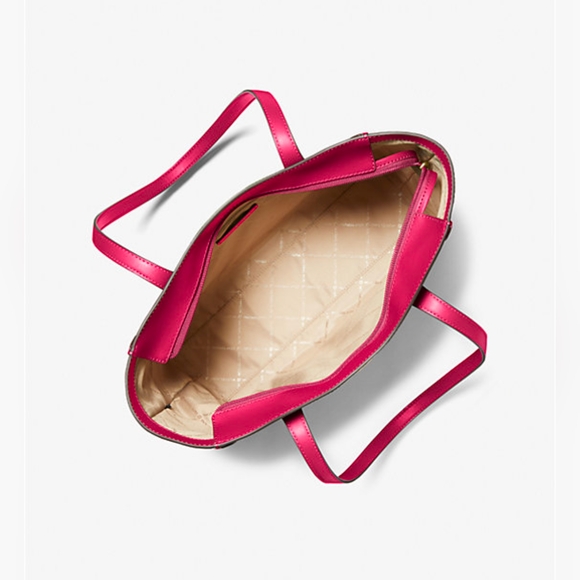 NWT MICHAEL KORS Leida Large Tote Bag Electric Pink - Picture 3 of 8